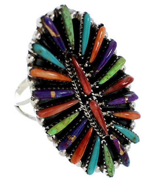 Multicolor Turquoise Sterling Silver Jewelry Ring Size 8-3/4 BW73087